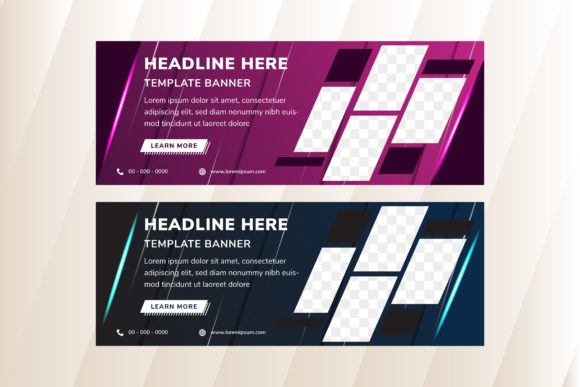Blue Pink Diagonal Horizontal Banner and Media Type Vectors: A Versatile Design Solution