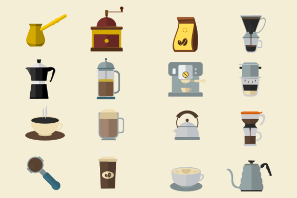 Coffee Equipment Illustration Icon Set