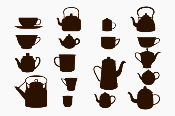 Cups and Pots Silhouette Vector Icon