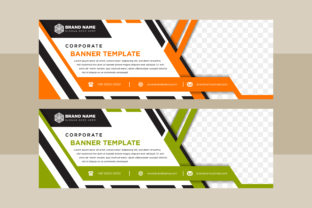 Horizontal Banner Geometric Green Orange