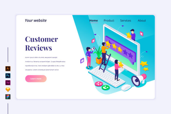 Isometric Customer Reviews Landing Page: A Creative and Functional Design Solution