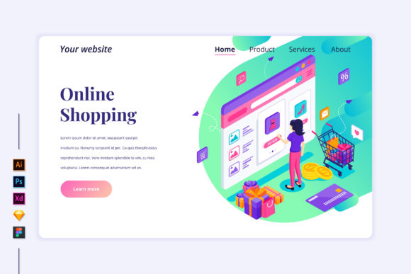 Isometric Online Shopping Landing Page