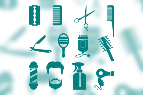 Monochrome Barber Icons Collection Set