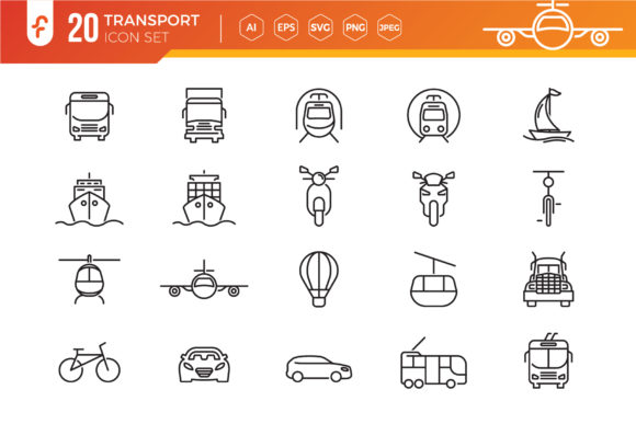 Transport Icon Set Design: A Minimalist Approach to Web Illustration